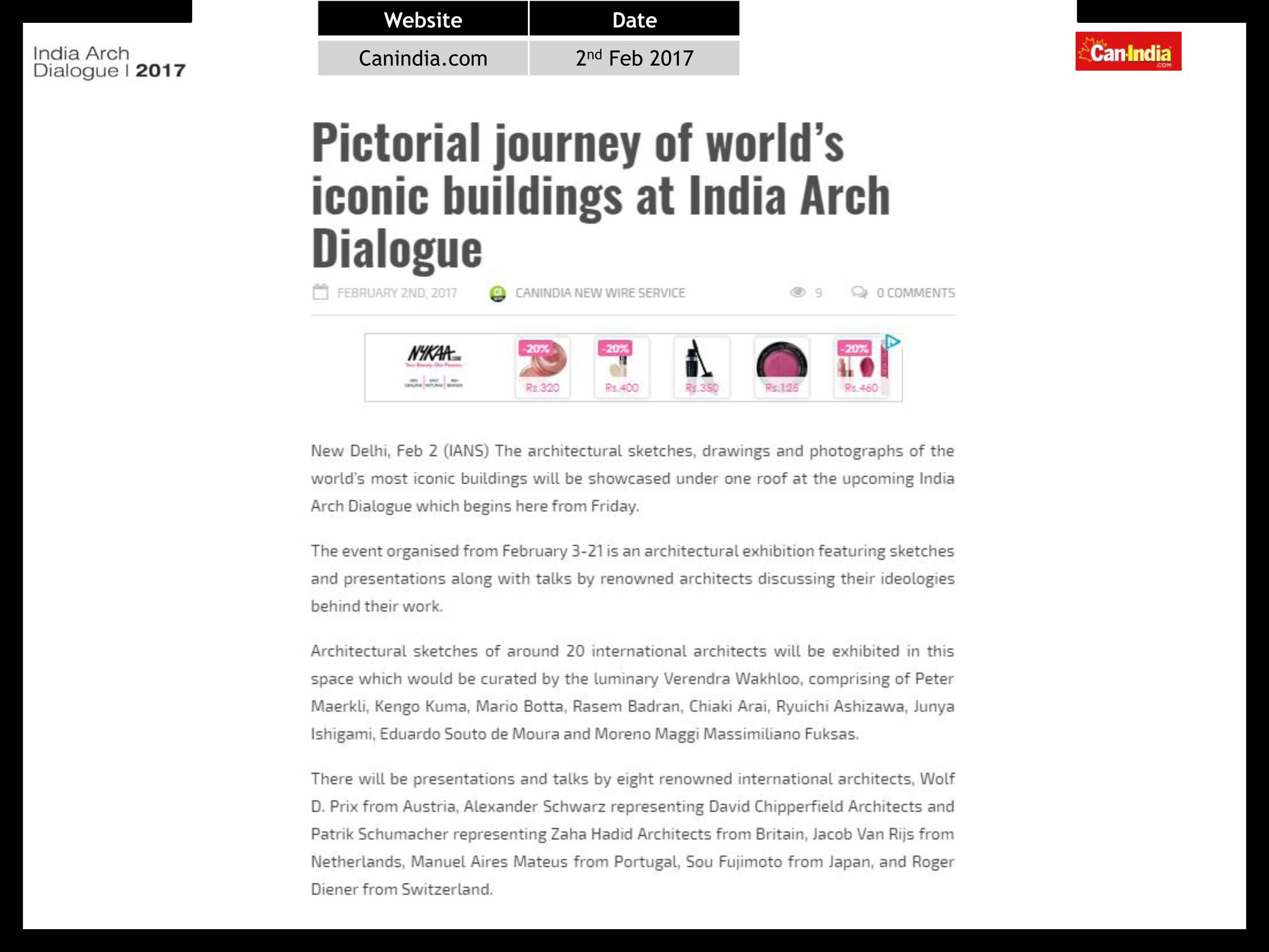 India Today Coverage of India Arch Dialogue 2017